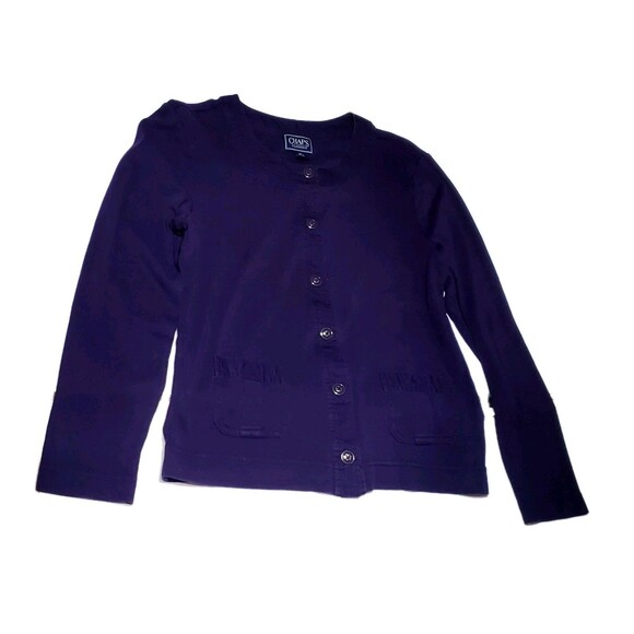 Chaps Classic Purple Cardigan M Lightweight Decorative Buttons Pockets Sweater - Picture 2 of 6